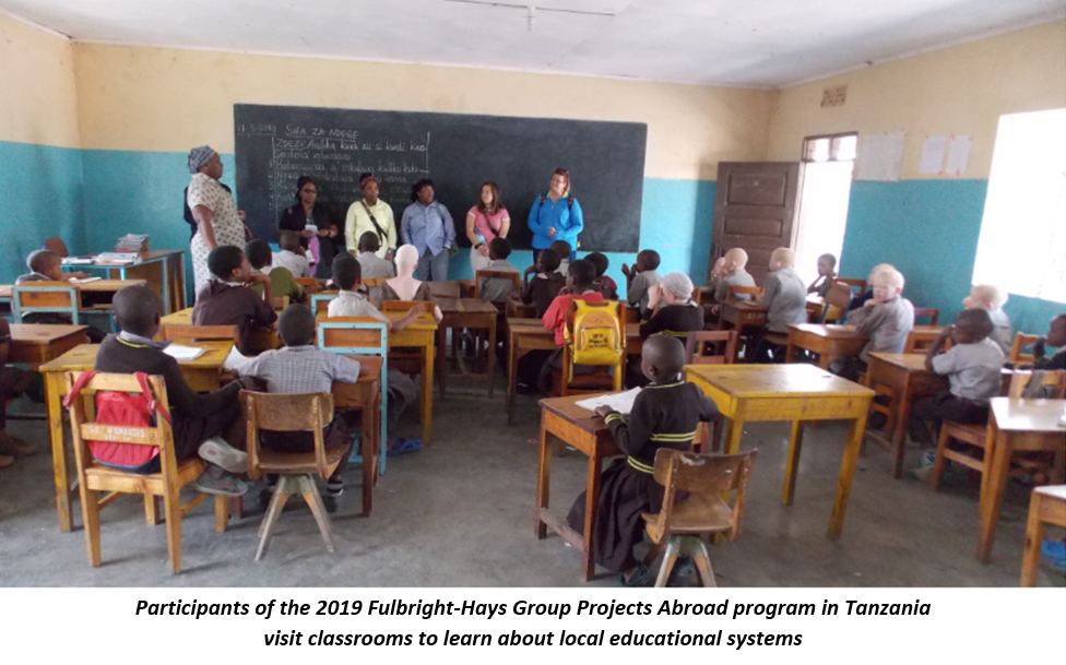 2019 Fulbright-Hays Group Projects Abroad participants in a Tanzanian classroom