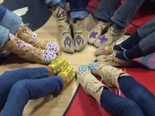 Student made moccasins, Two Eagle River