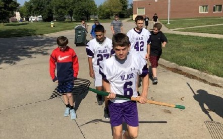 Gerald Otte-Blair Middle School Football Team going to turn compost
