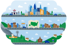 Education Across America: Cities, Suburbs, Towns, and Rural Areas logo