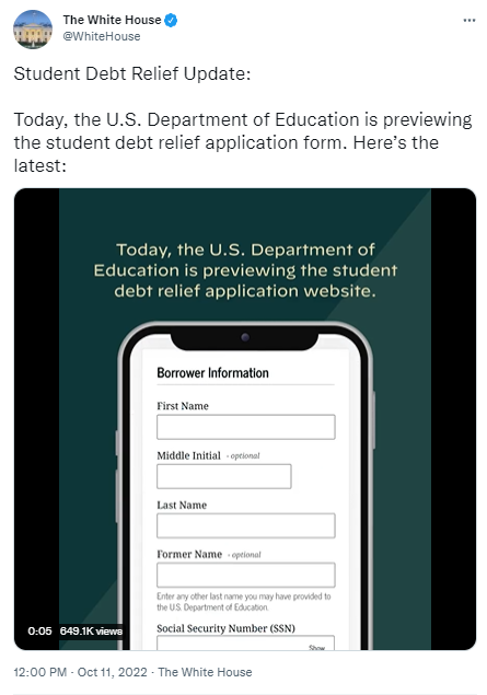 Biden Harris Student Debt Relief Application Preview