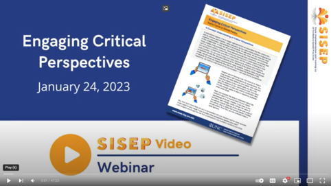 Screen capture of YouTube screen: SISEP Webinar - Engaging Critical Perspectives
