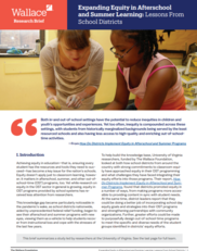 Expanding Equity in Afterschool and Summer Learning: Lessons From School Districts
