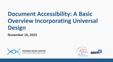 Document Accessibility: A Basic Overview Incorporating Universal Design