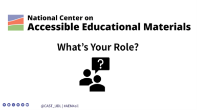 National Center on Accessible Educational Materials: What's Your Role? Follow CAST on social media!