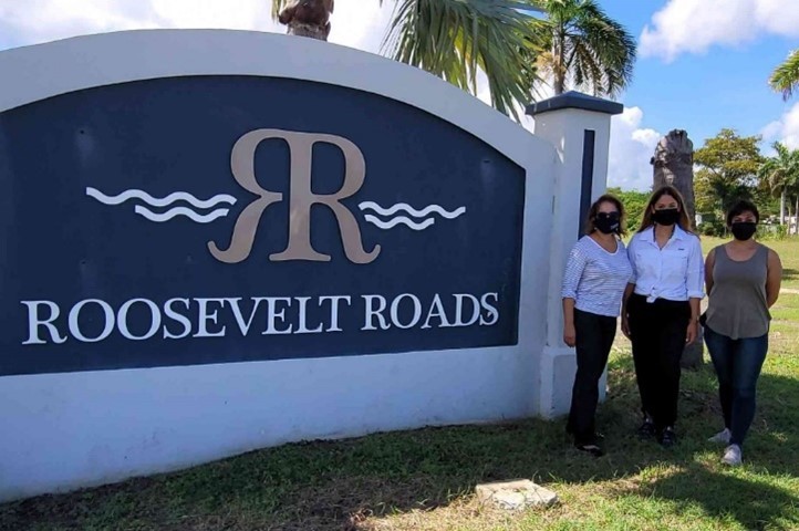 Alejandra Castillo, Local Redevelopment Authority Director Nilda Marchan, and Bernadette Hobson tour the former Roosevelt Roads Naval Station.