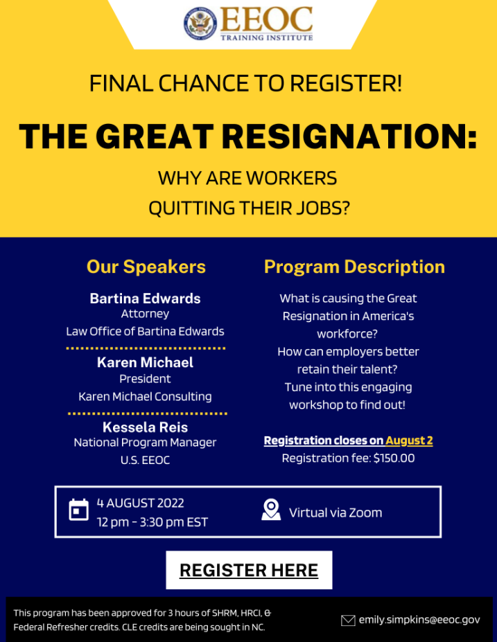 Final Chance To Register For The Great Resignation Workshop!