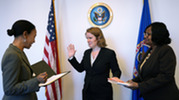 General Counsel Karla Gilbride Takes Oath of Office Oct. 23, 2023. (EEOC photo/Christopher Butler)