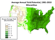 Annual Average Yield Potential, 1981-2010 Miscanthus
