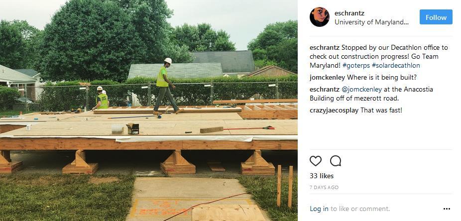 screen capture of an Instagram post showing construction progress