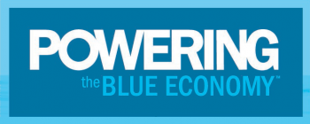 powering the blue economy logo in text.