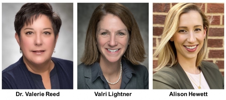 Headshots of Dr. Valerie Reed, Valri Lightner & Alison Hewett