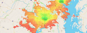displaying sample mobility energy productivity (MEP) scores for DC/Baltimore