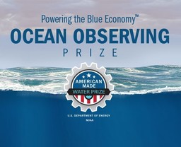 Banner for Ocean Observing Prize showing various MHK technologies in the water.