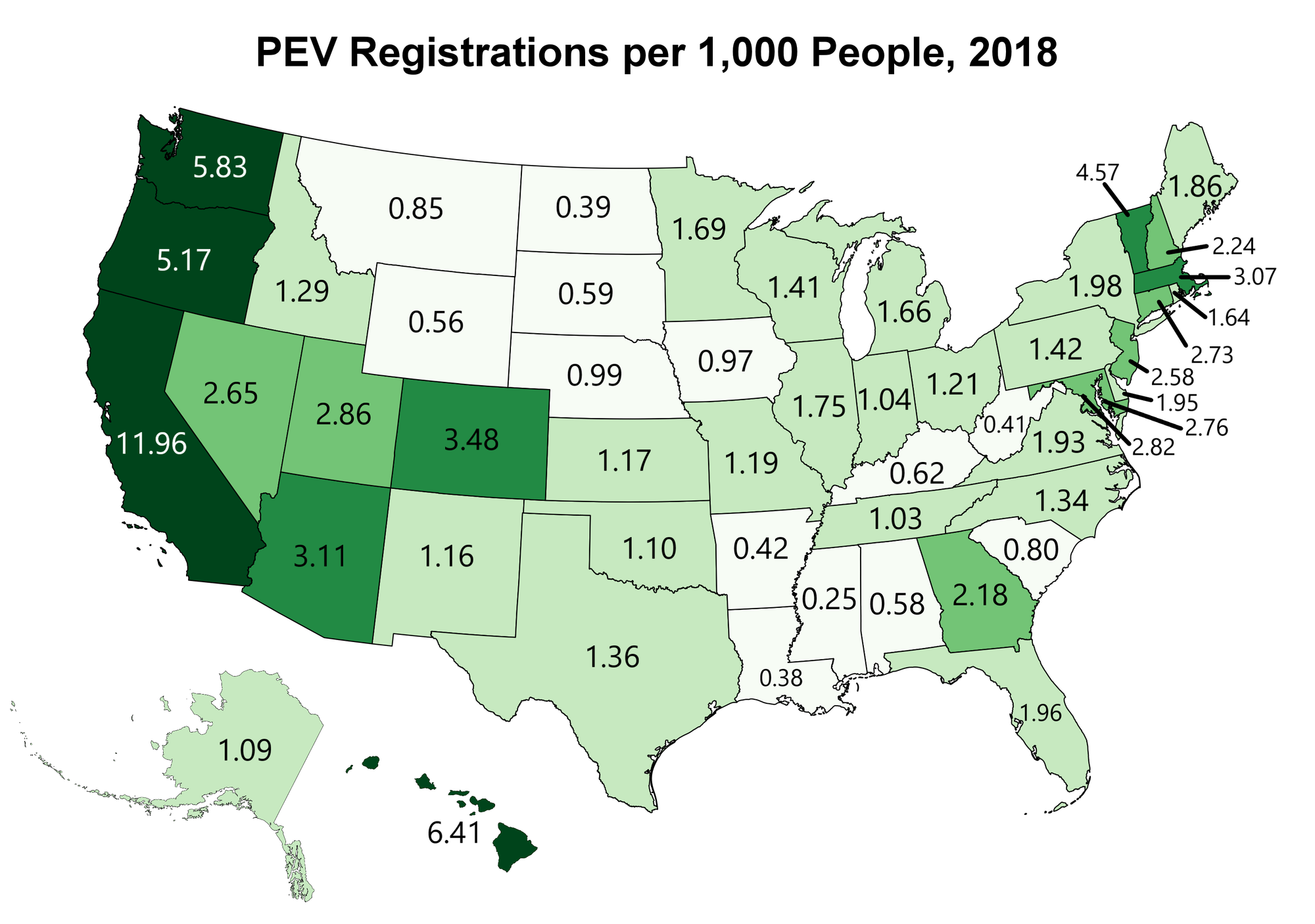 PEV Registraions per 1,000 People PEV Registraions per 1,000 People