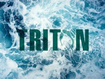 Triton logo over roiling water.