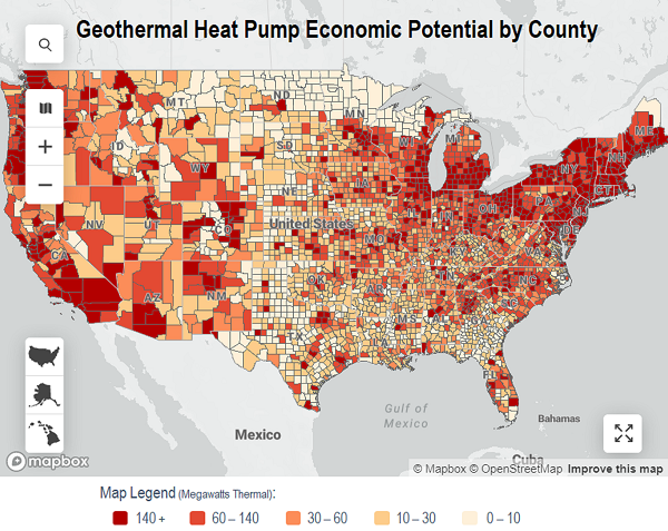Heat Pump Economic Potential- country level 600px