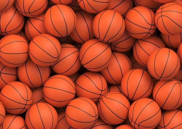 A pile of basketballs