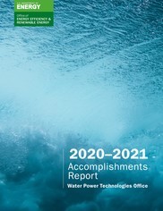 Cover of the 2020–2021 Accomplishments Report for the Water Power Technologies Office.