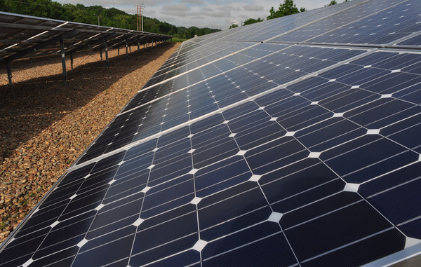 Solar PV Panel row close-up