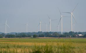 Wind turbines in Mount Pleasant, Michigan.