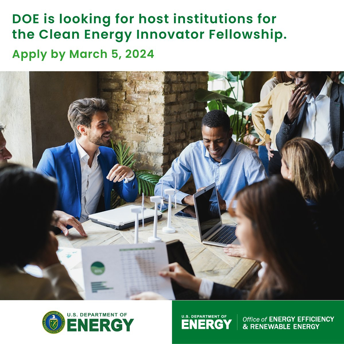 DOE is looking for host institutions for the Clean Energy Innovator Fellowship
