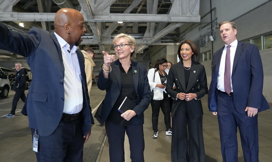 DOE Sec. Jennifer Granholm and three business leaders in Nevada tour Allegiant Stadium on February 1, 2024