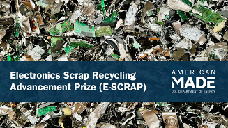 Garbage overlain by the label "Electronics Scrap Recycling Advancement Prize (E-SCRAP)"