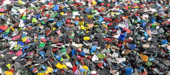 Pile of recycled plastic particles.