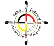 Tribal Technical Assistance Program Logo: four feathered arrows cross in the center of a circle.