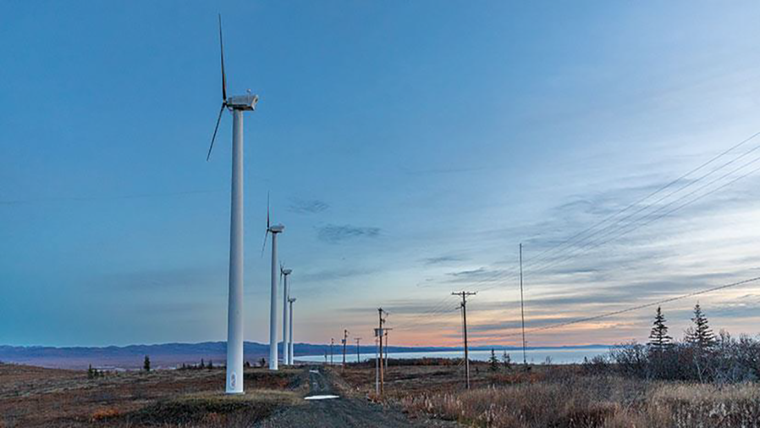 Wind turbines on farm