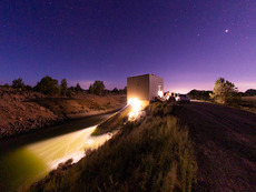Hydropower dam at night