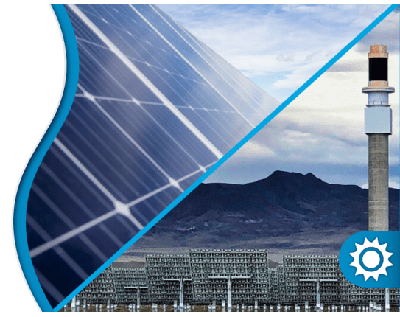 Graphic showing images of innovative solar energy technology