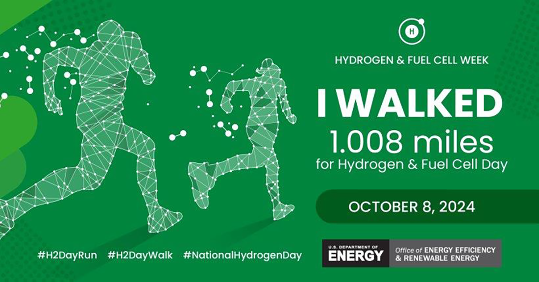 Hydrogen and Fuel Cell Week graphic: I walked 1.008-miles for Hydrogen and Fuel Cell Day October 8, 2024