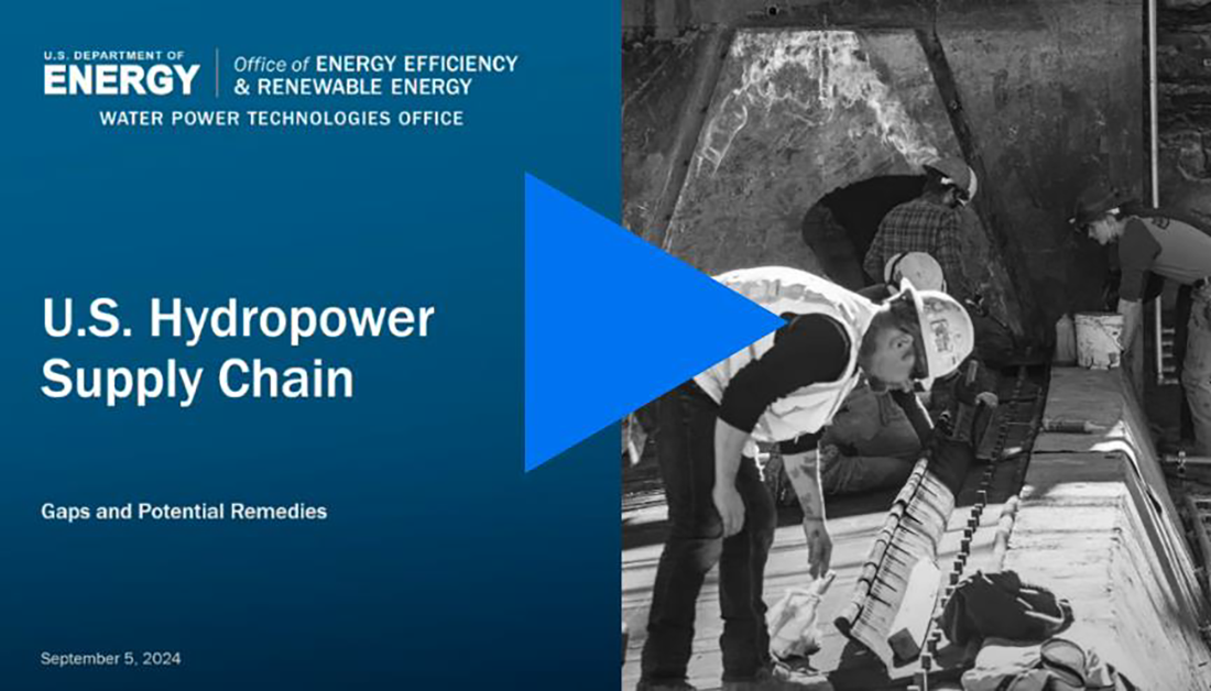 Video thumbnail: U.S. Hydropower Supply Chain text with image of workers