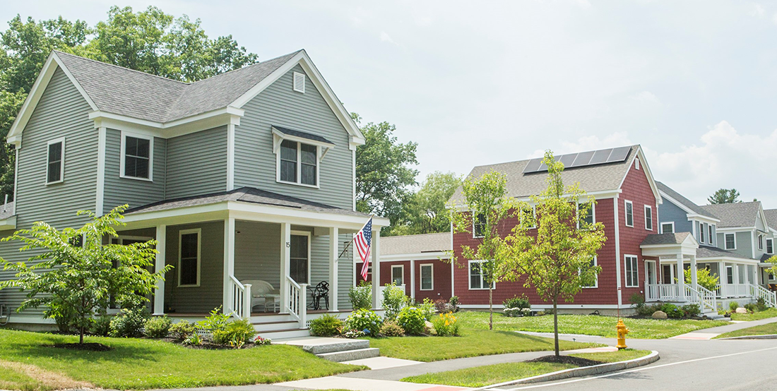 Row of homes in neighborhood