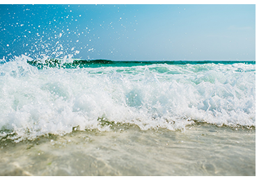 Waves crashing on shore