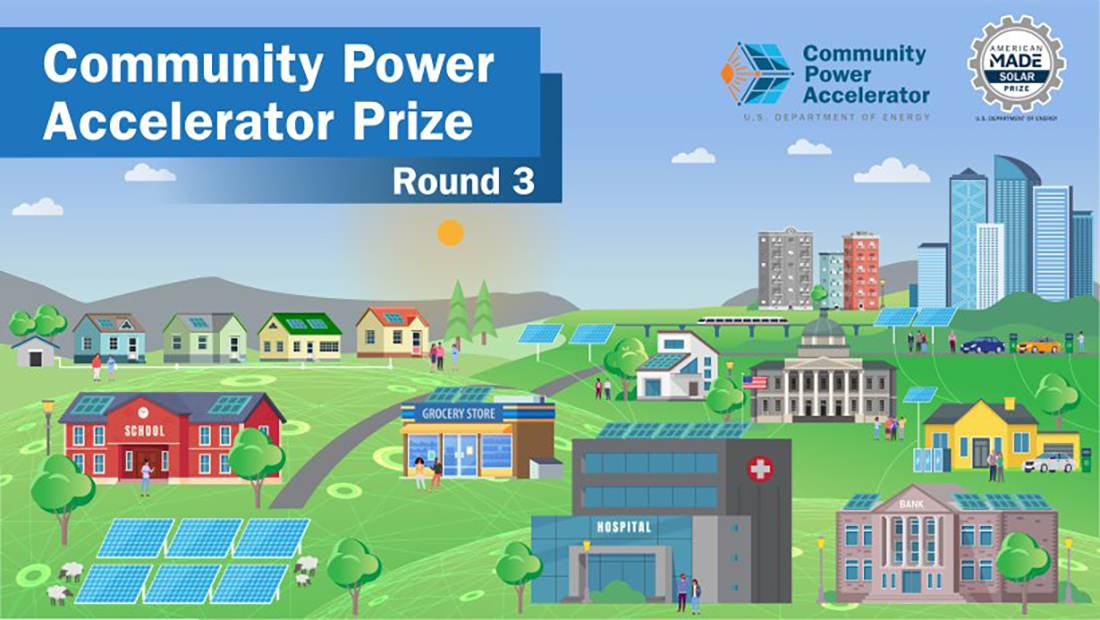 Community Power Accelerator Round 3 graphic with image of clean energy community