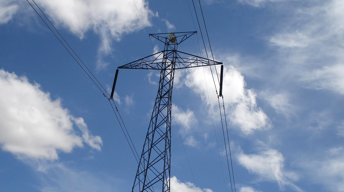 A direct current line transmission tower in Lyon County, Nevada.