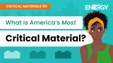 Graphic with animated woman and text that reads "Critical Materials 101"