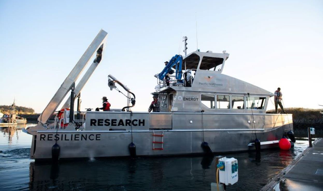 The RV Resilience docks at PNNL's Sequim campus.