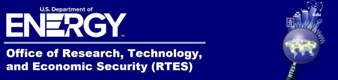 Pictured: The DOE logo above the RTES logo, both against a blue background.