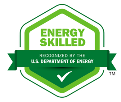 The Energy Skilled logo is a green hexagon with the text: Recognized by the U.S. Department of Energy.