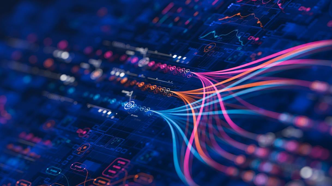 Abstracted graphic depicting AI technology