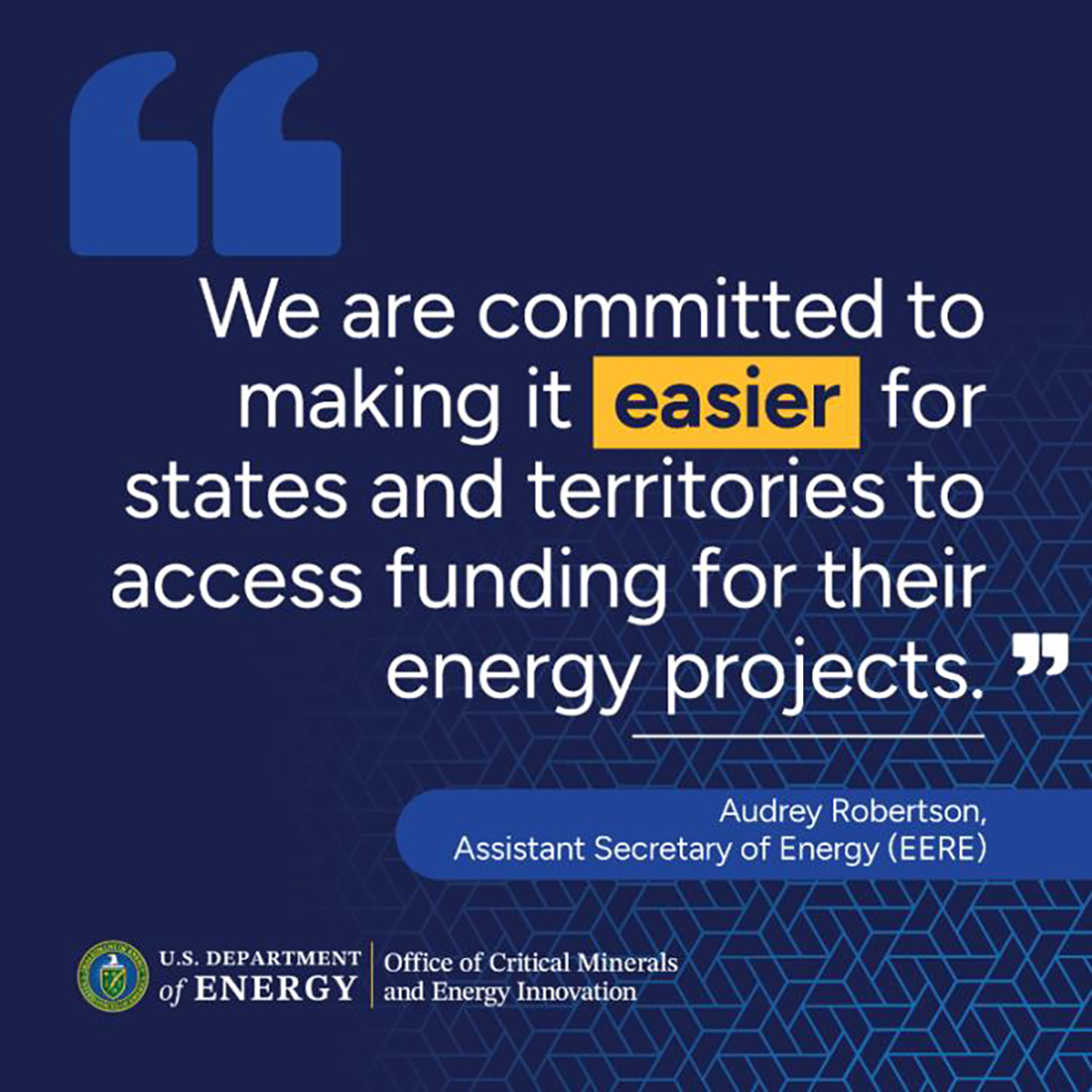 Assistant Secretary Robertson quote reaffirming the importance of collaboration with states to achieve shared goals