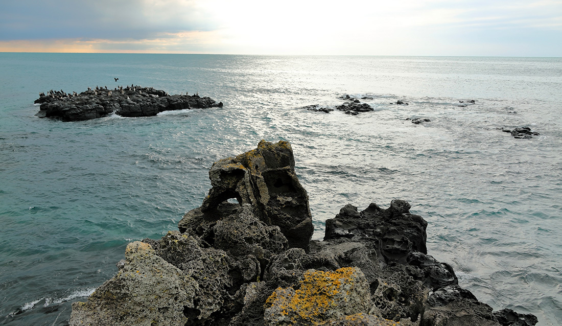 Ocean and rocky formations