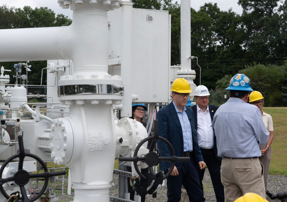 Administrator Zeldin in a hard hat in front of the Constitutional Pipeline
