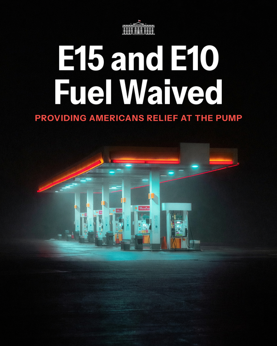 E15 and E10 fuel standards waived.