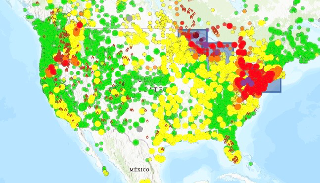 AirNow air quality map.