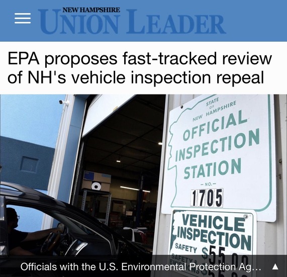 EPA proposes fast-tracked review of NH's vehicle inspection repeal.